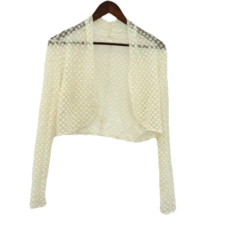 Lace Bolero Cardigan Small Ivory Feminine Fairy Polka Dots Layering